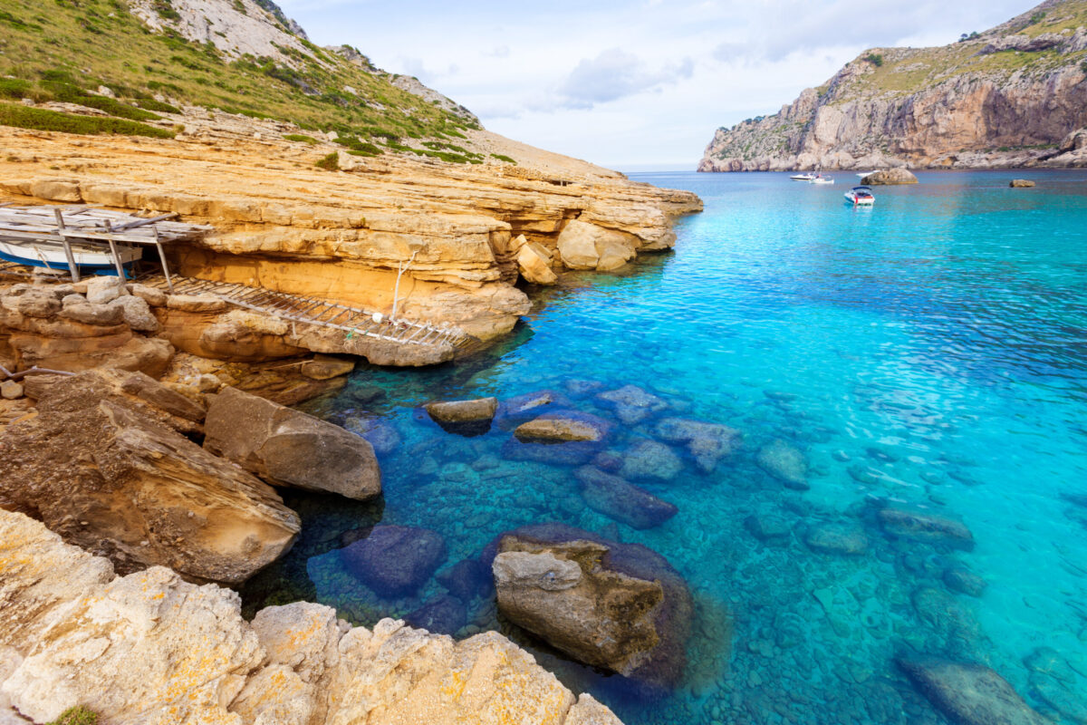 Majorca Cala Figuera beach of Formentor in Mallorca Balearic island of Spain