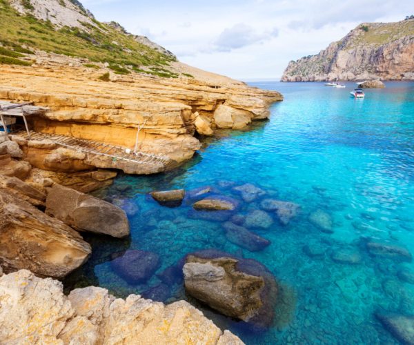 Majorca Cala Figuera beach of Formentor in Mallorca Balearic island of Spain